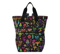 ALAZA Baby Changing Bag Backpack, Nappy Changing Bags Rainbow Mushrooms Skull Multi-Functional Diaper Bag Tote Large Capacity Mum Dad Backpack