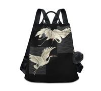ALAZA Backpack Womens, Anti-Theft Womens Backpack Travel Handbags Shoulder Bag Chinese Japanese Crane Ladies Rucksack Fashion Casual Backpacks Daypack, Hairball Pendant