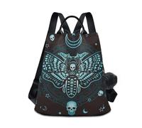 ALAZA Backpack Womens, Anti-Theft Womens Backpack Travel Handbags Shoulder Bag Gothic Skull Butterfly Ladies Rucksack Fashion Casual Backpacks Daypack, Hairball Pendant
