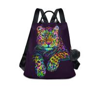 ALAZA Backpack Womens, Anti-Theft Womens Backpack Travel Handbags Shoulder Bag Leopard in Neon Colors Ladies Rucksack Fashion Casual Backpacks Daypack, Hairball Pendant