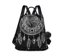 ALAZA Backpack Womens, Anti-Theft Womens Backpack Travel Handbags Shoulder Bag Retro Moon Boho Ladies Rucksack Fashion Casual Daypack, Hairball Pendant