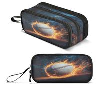 ALAZA Baseball Large Pencil Case Box Baseball Pencil Pouch with 3 Compartments Stationery Pencil Bag for School Girls Boys Women Men Office Storage Organizer