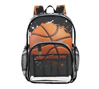ALAZA Basketball Doodle Clear Backpack See Through Bookbag Waterproof Transparent Casual Daypack for School Travel Stadium Events Women Men Kids