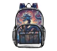 ALAZA Beautiful Dragon Moon Cloud Clear Backpack See Through Bookbag Waterproof Transparent Casual Daypack for School Travel Stadium Events Women Men Kids