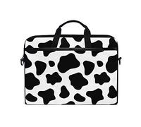 ALAZA Black and White Cow Print Laptop Case Bag Sleeve Portable Crossbody Messenger Briefcase Convertible w/Strap Pocket for MacBook Air Pro Surface Dell ASUS hp Lenovo 14-15.4 inch