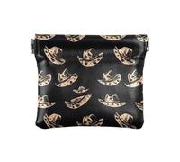 ALAZA Black Cowboy Hat Small Squeeze Coin Purse PU Leather Mini Wallet Change Holder Pouch for Women Girls