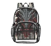 ALAZA Black Dragon Ground Crack Clear Backpack See Through Bookbag Waterproof Transparent Casual Daypack for School Travel Stadium Events Women Men Kids