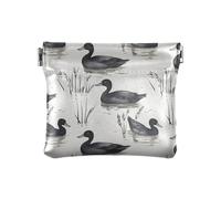 ALAZA Black Duck Reed Small Squeeze Coin Purse PU Leather Mini Wallet Change Pouch for Women Men Kids