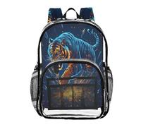 ALAZA Blue Light Tiger Animal Clear Backpack See Through Bookbag Waterproof Transparent Casual Daypack for School Travel Stadium Events Women Men Kids