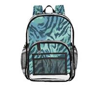 ALAZA Blue Tiger Stripe Clear Backpack See Through Bookbag Waterproof Transparent Casual Daypack for School Travel Stadium Events Women Men Kids