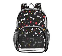ALAZA Bones Heart Polka Dots Clear Backpack See Through Bookbag Waterproof Transparent Casual Daypack for School Travel Stadium Events Women Men Kids