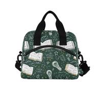 ALAZA Book Lightbulb Mathematics Blackboard Pattern Insulated Lunch Bag Large Capacity Lunch Box Tote Bag Portable Cool Bag for Kids Girls Boys Adults School Picnic Travel