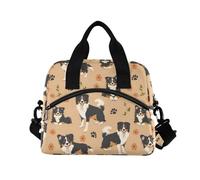 ALAZA Border Collie Flower Insulated Lunch Bag Large Capacity Lunch Box Tote Bag Portable Cool Bag for Kids Girls Boys Adults School Picnic Travel