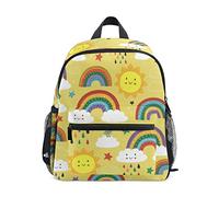 ALAZA Boys Girls Children's Backpack with Chest Strap, Kids Little Backpacks Toddler Rucksack Yellow Cute Rainbow Cloud Bird and Sun Small Schoolbag Bookbag
