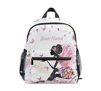 ALAZA Boys Girls Toddler Backpack Personalised Nursery backpack, Flower Fairy and Butterflies Kids Mini School Rucksack Small Name Custom Children's Backpack with Chest Strap Name Tag