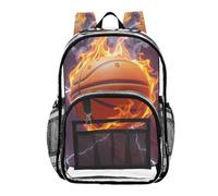 ALAZA Burning Basketball Lightning Clear Backpack See Through Bookbag Waterproof Transparent Casual Daypack for School Travel Stadium Events Women Men Kids
