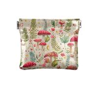 ALAZA Butterfly Mushroom Flower Forest Small Squeeze Coin Purse PU Leather Mini Wallet Change Pouch for Women Men Kids