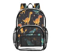 ALAZA Cartoon Dinosaurs Dots Doodle Clear Backpack See Through Bookbag Waterproof Transparent Casual Daypack for School Travel Stadium Events Women Men Kids