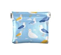 ALAZA Cartoon Seagull Seabird Small Squeeze Coin Purse PU Leather Mini Wallet Change Pouch for Women Men Kids