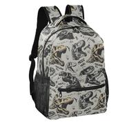 ALAZA Children's Backpack, Schoolbag Gothic Skull Tyrannosaurus Rex Large Capacity Students Bookbag Rucksack Knapsack for Boys Girls