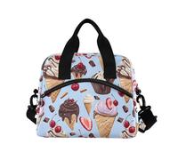 ALAZA Chocolate Ice Cream Cherry Print Insulated Lunch Bag Large Capacity Lunch Box Tote Bag Portable Cool Bag for Kids Girls Boys Adults School Picnic Travel