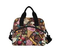 ALAZA Chocolate Ice Cream Dessert Design Insulated Lunch Bag Large Capacity Lunch Box Tote Bag Portable Cool Bag for Kids Girls Boys Adults School Picnic Travel
