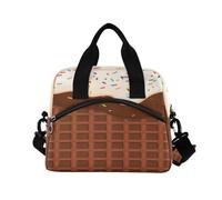 ALAZA Chocolate Ice Cream Waffle Print Insulated Lunch Bag Large Capacity Lunch Box Tote Bag Portable Cool Bag for Kids Girls Boys Adults School Picnic Travel