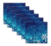 ALAZA Christmas Snowflakes Blue Winter Cloth Napkins Dinner Napkins Set of 6,Reusable Table Napkins Washable Polyester Fabric for Cocktail Party Holiday Wedding Home Decorative…