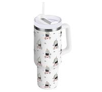 ALAZA Coffee Cup 30 oz Stainless Steel Water Bottle Travel Mug with Straw Lip and Handle Elephants Cute Leakproof Insulated Tumblers Drink Flask Sports Metal Bottle for Iced Hot Tea