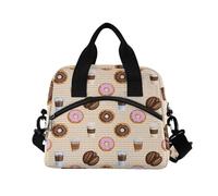 ALAZA Coffee Donuts Stripes Coffee Beans Insulated Lunch Bag Large Capacity Lunch Box Tote Bag Portable Cool Bag for Kids Girls Boys Adults School Picnic Travel