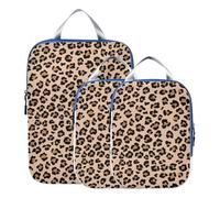 ALAZA Compression Packing Cubes for Suitcases 3 Set, Leopard Print Travel Luggage Organiser Packing Cubes for Clothes Shoes Home Storage