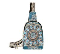 ALAZA Cross Body Bag Women Boho, Women's Leather Crossbody Handbags Abstract Ethnic Circle Travel Cell Phone Purses Bags Shoulder Bag