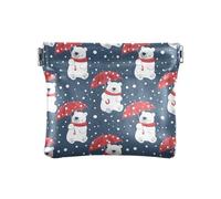 ALAZA Cute Bear Red Umbrella Small Squeeze Coin Purse PU Leather Mini Wallet Change Pouch for Women Girls