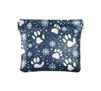 ALAZA Cute Footprints Snowflake Small Squeeze Coin Purse PU Leather Mini Wallet Change Pouch for Women Girls