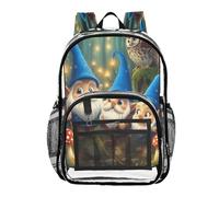 ALAZA Cute Gnomes Owl Mushroom Clear Backpack See Through Bookbag Waterproof Transparent Casual Daypack for School Travel Stadium Events Women Men Kids