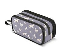 ALAZA Cute Purple Horse Pencil Case for Boys Girls Kids Pencil Pouch 3 Compartment Pen Bag Large Capacity Storage Pencil Holder School Students with Zipper