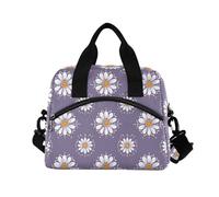 ALAZA Daisy Dots Purple Insulated Lunch Bag Large Capacity Lunch Box Tote Bag Portable Cool Bag for Kids Girls Boys Adults School Picnic Travel