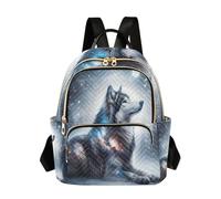 ALAZA Dog Cat Paw Prints on Rainbow Tie Dye Mini Backpack Purse for Women Travel Bag Lightweight Shoulder Bag Fashion Daypack, Galaxy Wolf, Mini, Daypack Backpacks