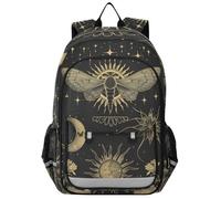 ALAZA Esoteric Alchemy Mystical Crescent Sun Stars Floral Elements School Backpacks Reflective Safety Backpack
