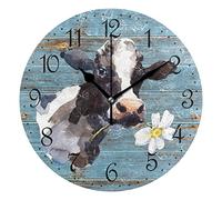 ALAZA Farmhouse Cow Wall Clock 10 Inch Battery Operated Silent Non Ticking Rustic Clock Home Decor for Kitchen, Living Room, Bedroom, Office