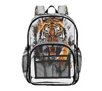 ALAZA Fierce Tiger Clear Backpack See Through Bookbag Waterproof Transparent Casual Daypack for School Travel Stadium Events Women Men Kids