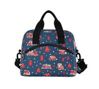 ALAZA Fire Engine Fire Hydrant Stars Pattern Insulated Lunch Bag Large Capacity Lunch Box Tote Bag Portable Cool Bag for Kids Girls Boys Adults School Picnic Travel