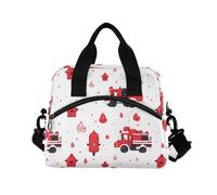 ALAZA Fire Engine Truck Insulated Lunch Bag Large Capacity Lunch Box Tote Bag Portable Cool Bag for Kids Girls Boys Adults School Picnic Travel