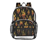 ALAZA Flame Graphic Clear Backpack See Through Bookbag Waterproof Transparent Casual Daypack for School Travel Stadium Events Women Men Kids