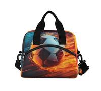 ALAZA Flying Fiery Soccer Ball Insulated Lunch Bag Large Capacity Lunch Box Tote Bag Portable Cool Bag for Kids Girls Boys Adults School Picnic Travel