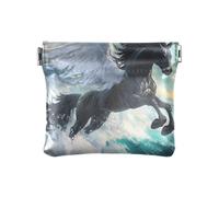 ALAZA Flying Horse Ocean Waves Small Squeeze Coin Purse PU Leather Mini Wallet Change Pouch for Women Girls
