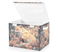 ALAZA Foldable Storage Boxes with Lids Fox Vintage Floral Fabric Storage Box Baskets Toys Clothes Organiser Shelves Collapsible Wardrobe Storage Cube Bins
