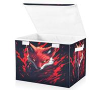 ALAZA Foldable Storage Boxes with Lids Red Fire Fox Fabric Storage Box Baskets Toys Clothes Organiser Shelves Collapsible Wardrobe Storage Cube Bins