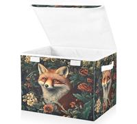 ALAZA Foldable Storage Boxes with Lids Retro Fox Fabric Storage Box Baskets Toys Clothes Organiser Shelves Collapsible Wardrobe Storage Cube Bins