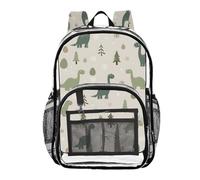 ALAZA Forest Dinosaur Tree Snowflake Clear Backpack See Through Bookbag Waterproof Transparent Casual Daypack for School Travel Stadium Events Women Men Kids